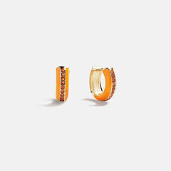 Game Day Enamel Huggie Earrings - Light Orange