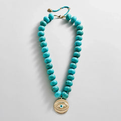 Joan Semi-Precious Evil Eye Necklace - Gold/Turquoise