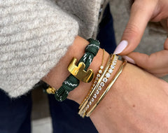 Knotty Initial Custom Bracelet - Dark Green Double Letters