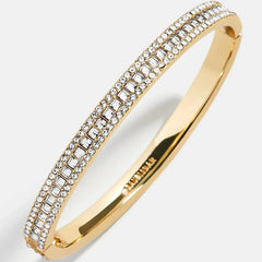 Helena Crystal Hinge Bangle - Gold/Pavé