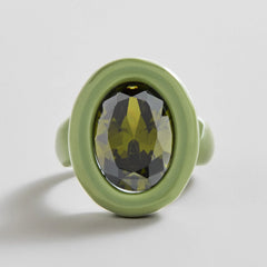 Joy Pop Cubic Zirconia Ring - Dark Green/Olive Green