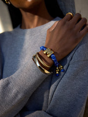 Knotty Initial Custom Bracelet - Cobalt Double Letters