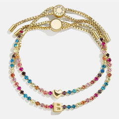 Kids' Initial & Heart Tennis Bracelet Set - Multi/Gold