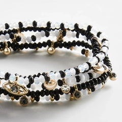 Indya Evil Eye Layered Bracelet Set - Black/White