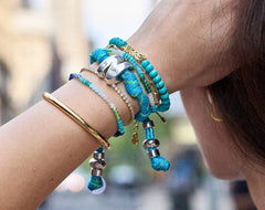 Knotty Initial Custom Bracelet - Aqua Single Letter