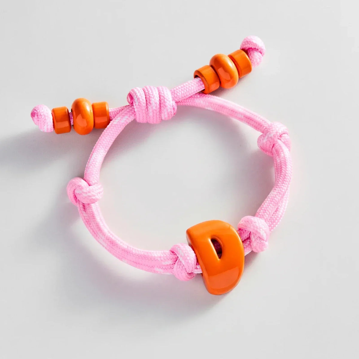 Knotty Enamel Initial Custom Bracelet - Pink/Orange Single Letter