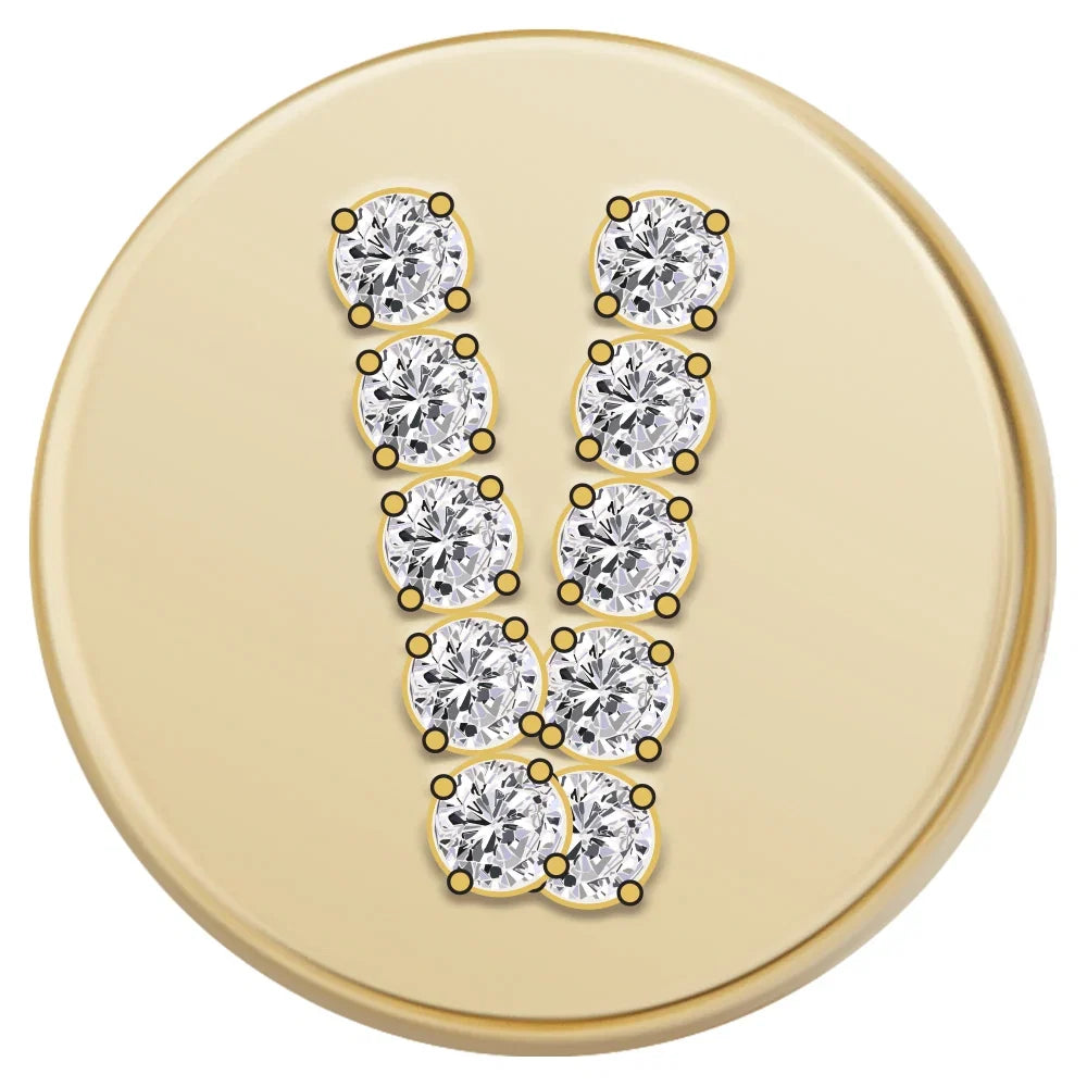 Gold Letter Bead - V