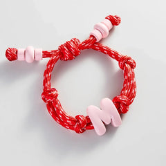 Knotty Enamel Initial Custom Bracelet - Red/Pink Single Letter