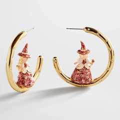 Good Witch Hoop Earrings - Gold/Pink