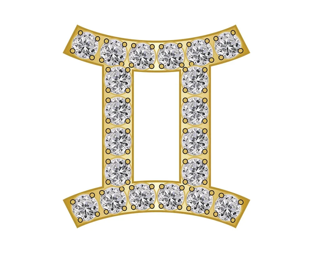 Gemini Mini Zodiac Icon - Pavé/Gold