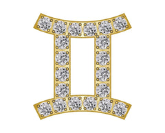 Gemini Mini Zodiac Icon - Pavé/Gold