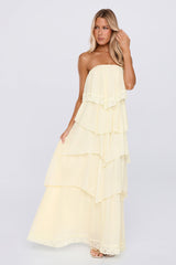 Glossy Days Strapless Maxi Dress Yellow