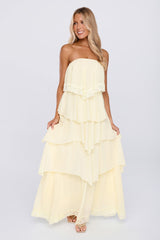 Glossy Days Strapless Maxi Dress Yellow